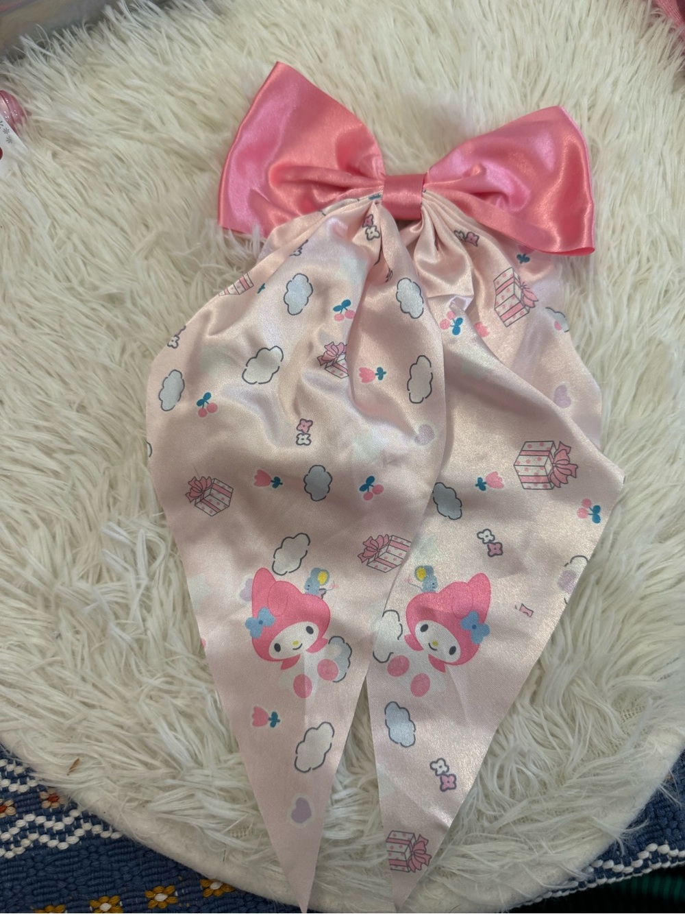 Sanrio My Melody pink  silky coquette bow hair pin